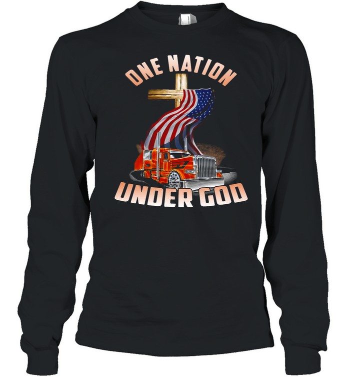 American Flag Jesus Trucker One Nation Under God shirt Long Sleeved T-shirt