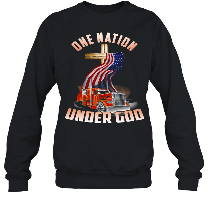 American Flag Jesus Trucker One Nation Under God shirt Unisex Sweatshirt