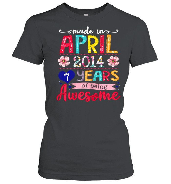 April Girls 2014 7th Birthday 7 Years Old Made In 2014 shirt Classic Women's T-shirt