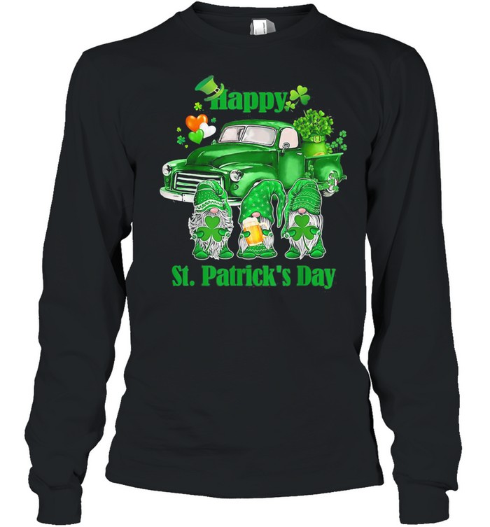 Happy Gnomes Truck St Patrick’s Day  Long Sleeved T-shirt