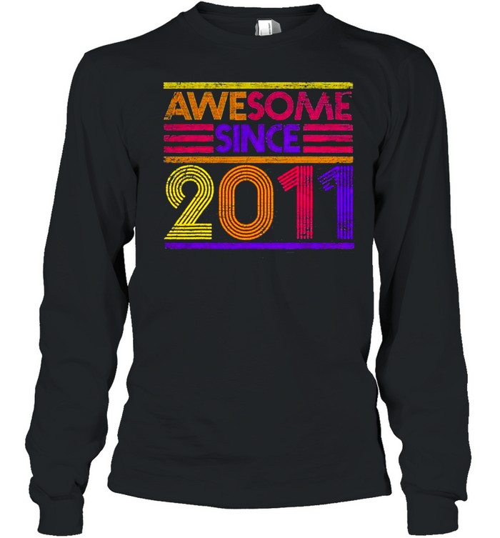 10Th Birthday Gifts Boys Girls Awesome Since 2011  Long Sleeved T-shirt