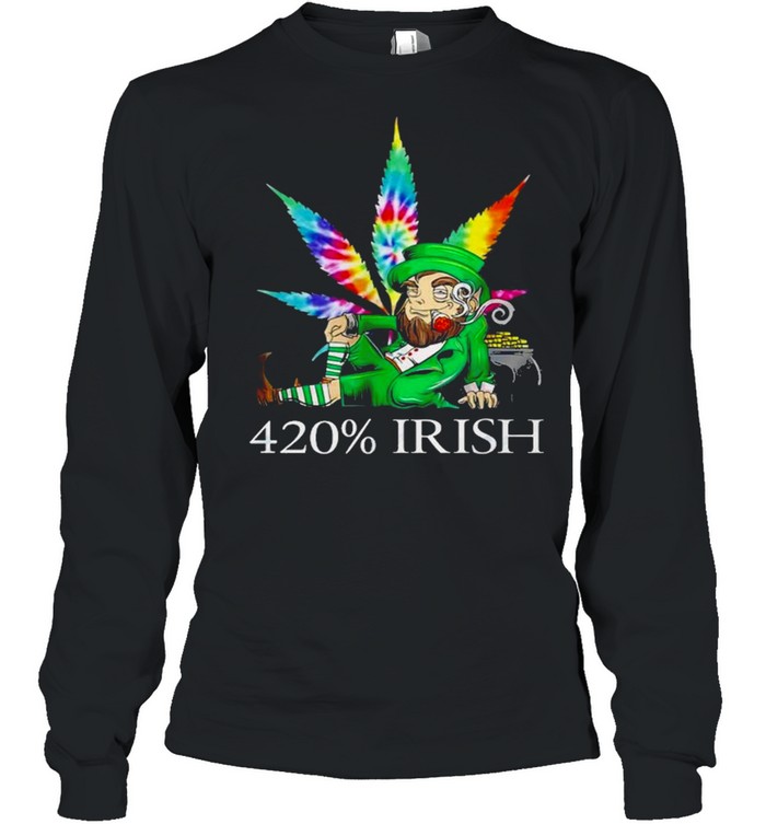 420% Irish Leprechaun Smoking Marijuana Leaf Tie Dye Patrick’s Day Pot Of Gold Coins shirt Long Sleeved T-shirt