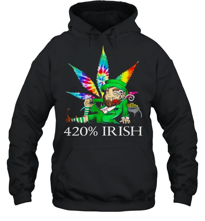 420% Irish Leprechaun Smoking Marijuana Leaf Tie Dye Patrick’s Day Pot Of Gold Coins shirt Unisex Hoodie