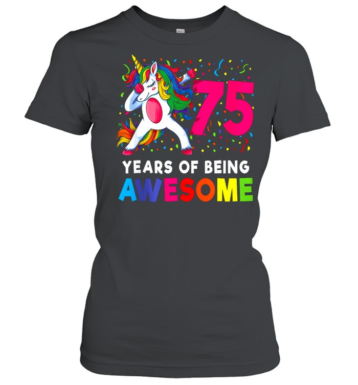 75th Birthday Dabbing Unicorn Party 75 Years Old shirt Classic Women's T-shirt