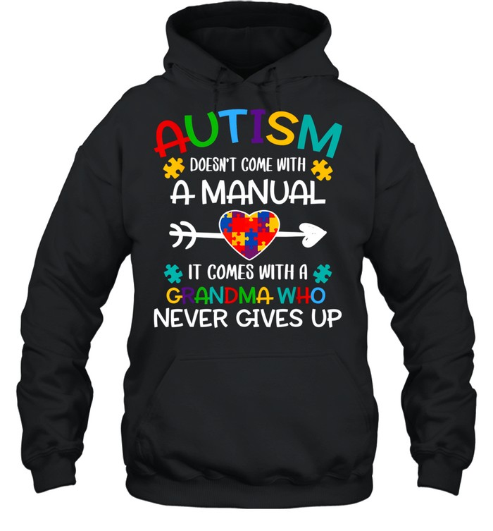 Autism Grandma Love Autistic Autism Awareness Puzzle shirt Unisex Hoodie