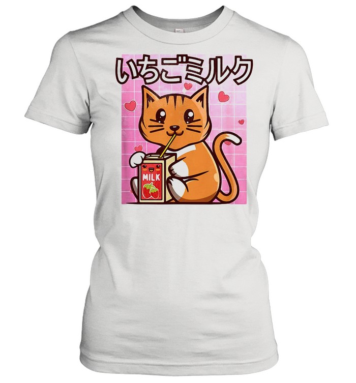 Cat Strawberry Milk Japanese Kawaii Style Otaku Lovers shirt Classic Women's T-shirt