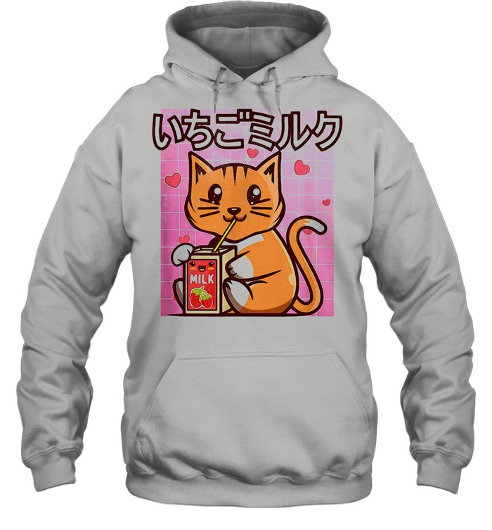 Cat Strawberry Milk Japanese Kawaii Style Otaku Lovers shirt Unisex Hoodie
