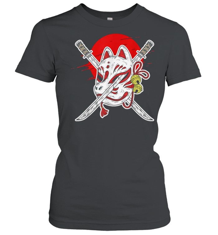 Japan Anime Mask Kitsune Style Samurai Oni Monster Tee  Classic Women's T-shirt