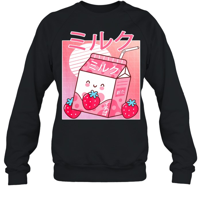 Japanese Kawaii Strawberry Milk Shake Carton Retro shirt Unisex Sweatshirt