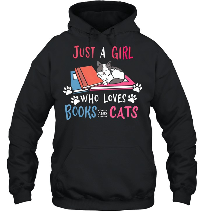 Just a girl who loves books and cats shirt Unisex Hoodie