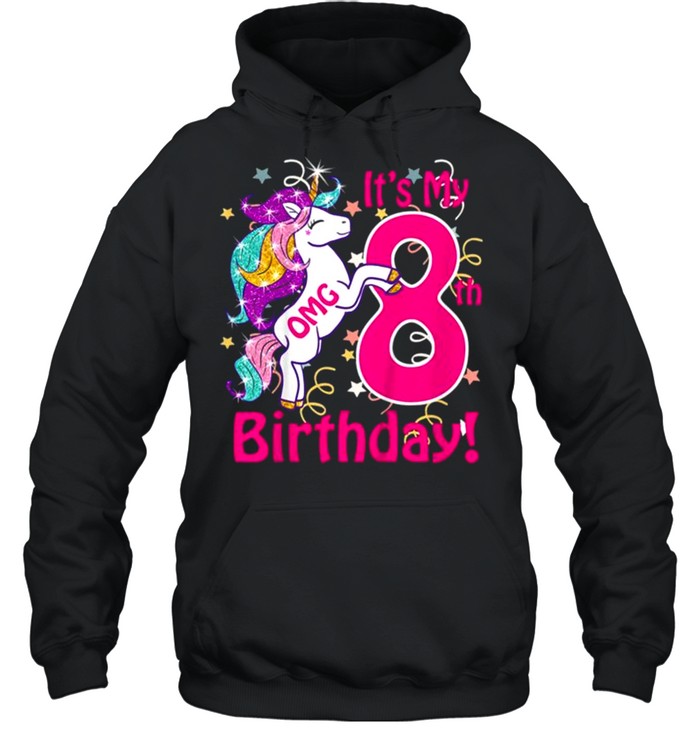 Kids Omg It’s My 8th Birthday Girls Unicorn Outfit Tee  Unisex Hoodie