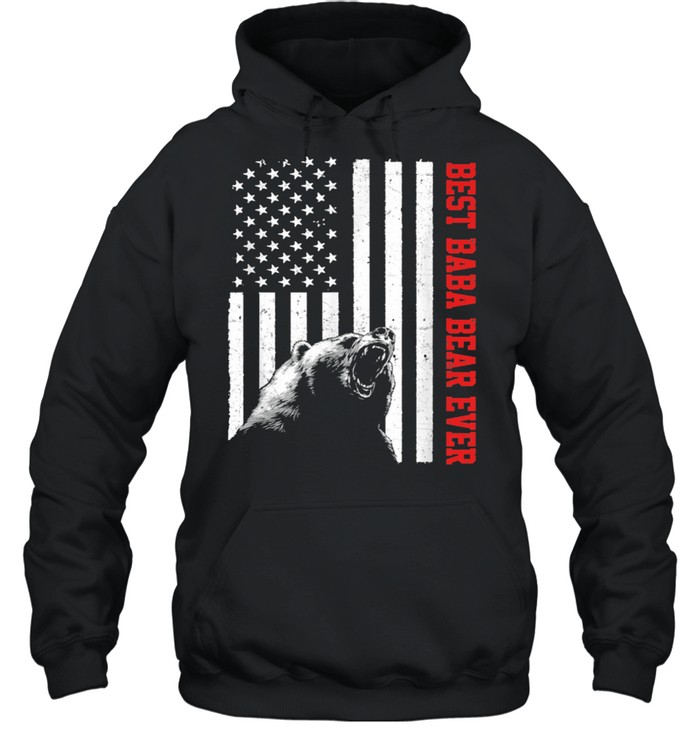 Mens USA Flag Best Baba Bear Ever Vintage Fathers Day shirt Unisex Hoodie