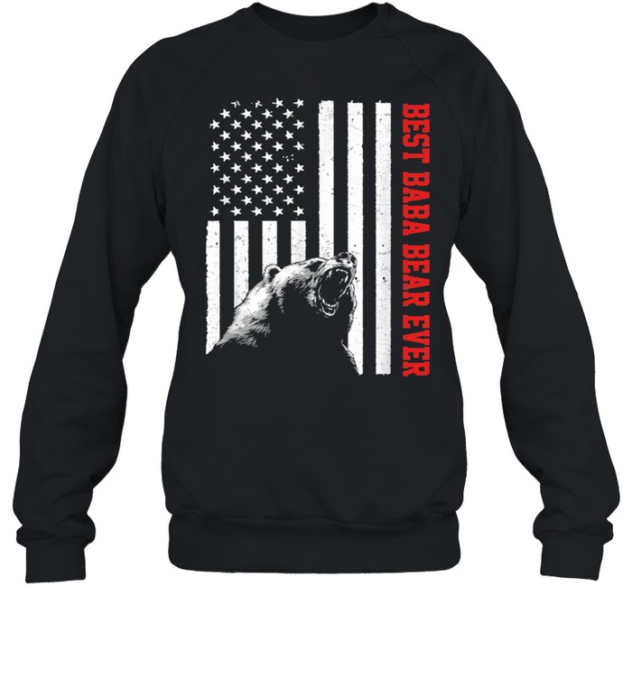 Mens USA Flag Best Baba Bear Ever Vintage Fathers Day shirt Unisex Sweatshirt