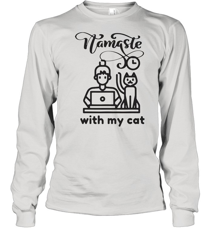 Namaste With My Cat Funny  Long Sleeved T-shirt