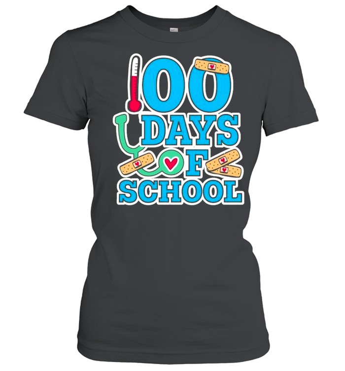 School Nurse 100 Days Of School  Classic Women's T-shirt