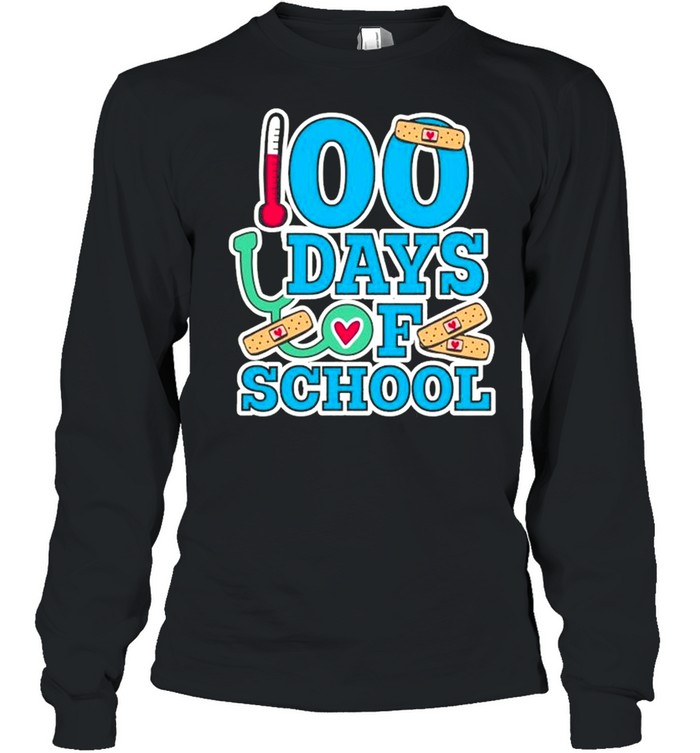 School Nurse 100 Days Of School  Long Sleeved T-shirt