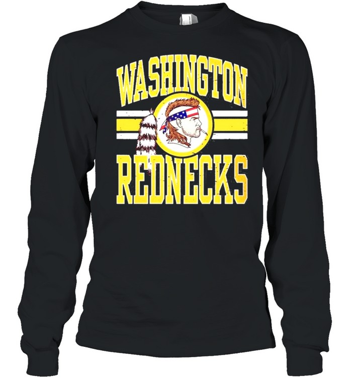 Washington Rednecks Football Caucasian Smoking Wearing American Flag Headband Feathers Stripes shirt Long Sleeved T-shirt
