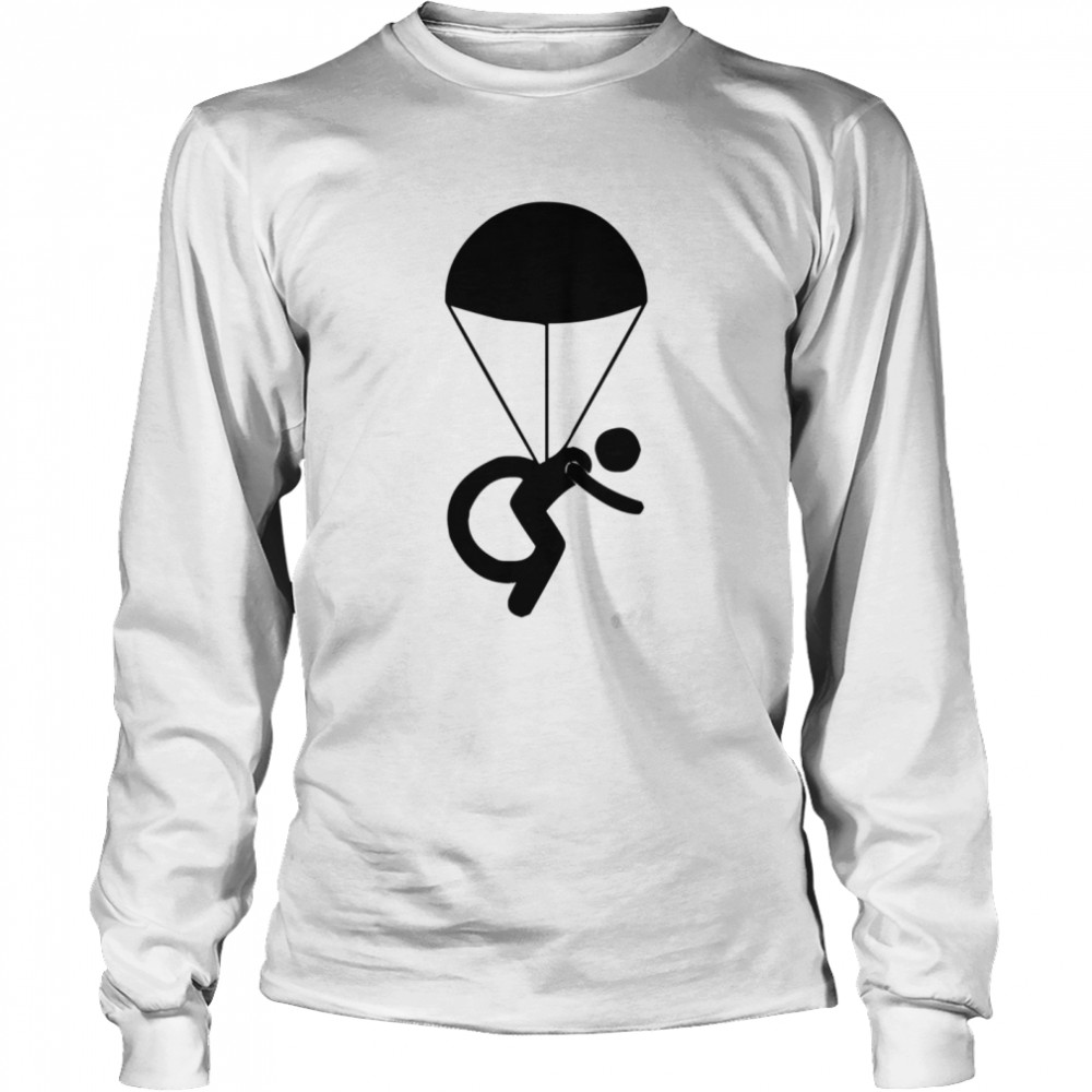 Disabled Skydiver Parachute Wheelchair Symbol  Long Sleeved T-shirt