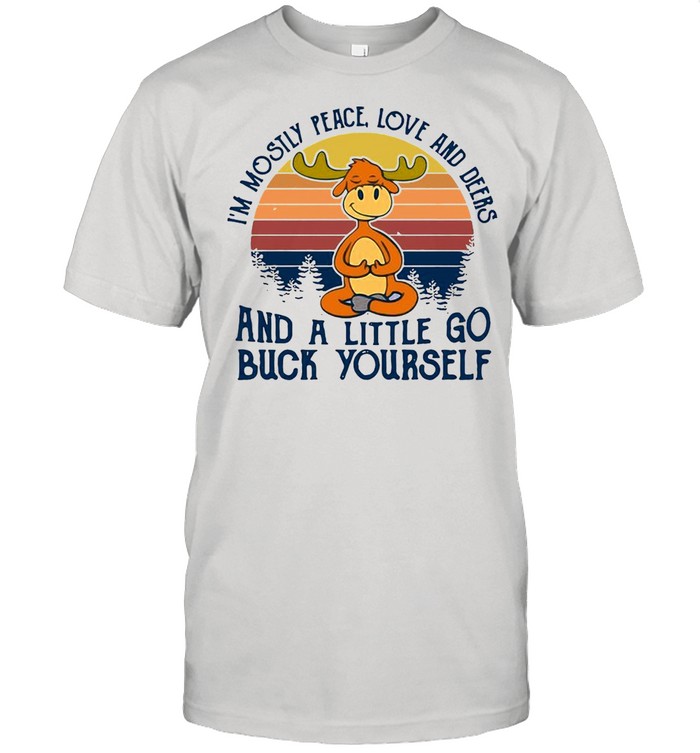 Yoga Cow I’m Mostly Peace Love And Ders And A Little Go Buck Yourself Vintage Retro T-shirt