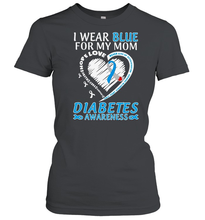 I Wear Blue For My Mom Love Diabetes Awareness shirt Classic Women's T-shirt