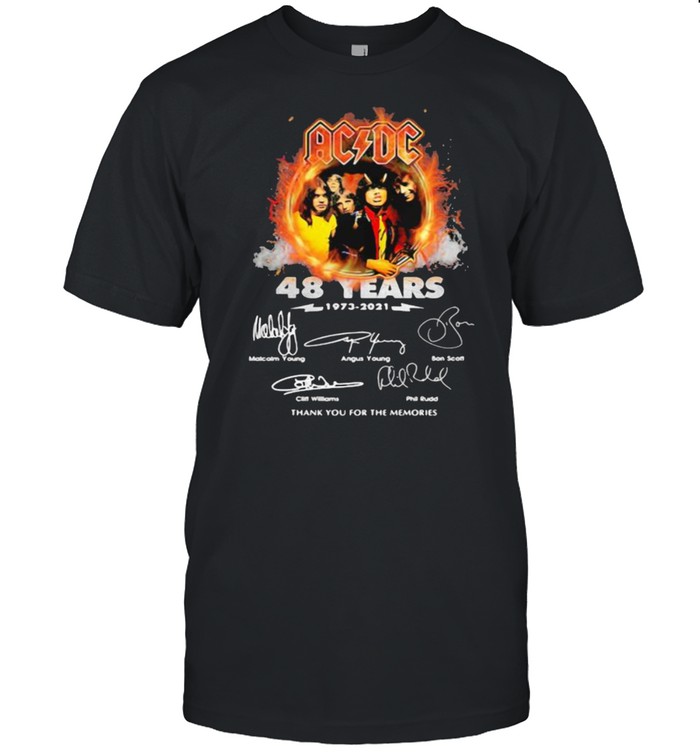AC DC 48 years of 1973 2021 thank you for the memories signature shirt