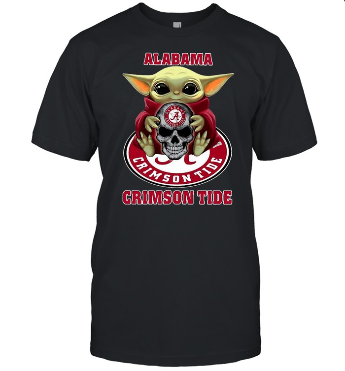 Baby Yoda Hug Alabama Crimson Tide Skull shirt