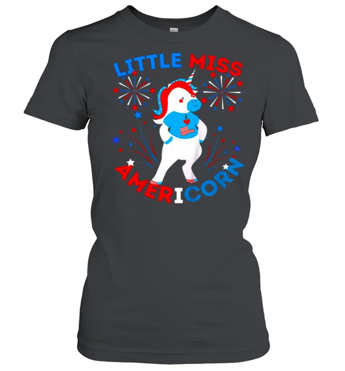 Little Miss Americorn Girls 4th Of July Unicorn Fun T- Classic Women's T-shirt