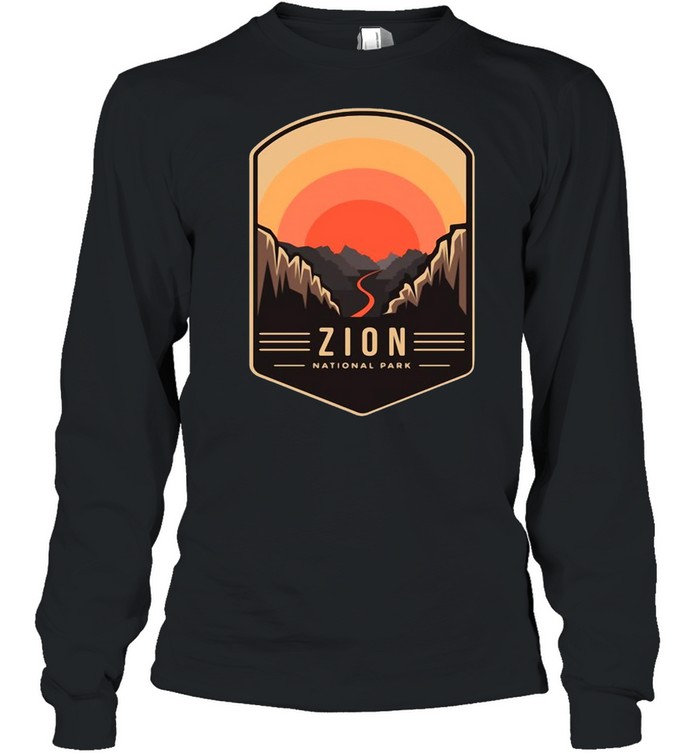 Zion National Park Utah Pullover Vintage Retro T-shirt Long Sleeved T-shirt