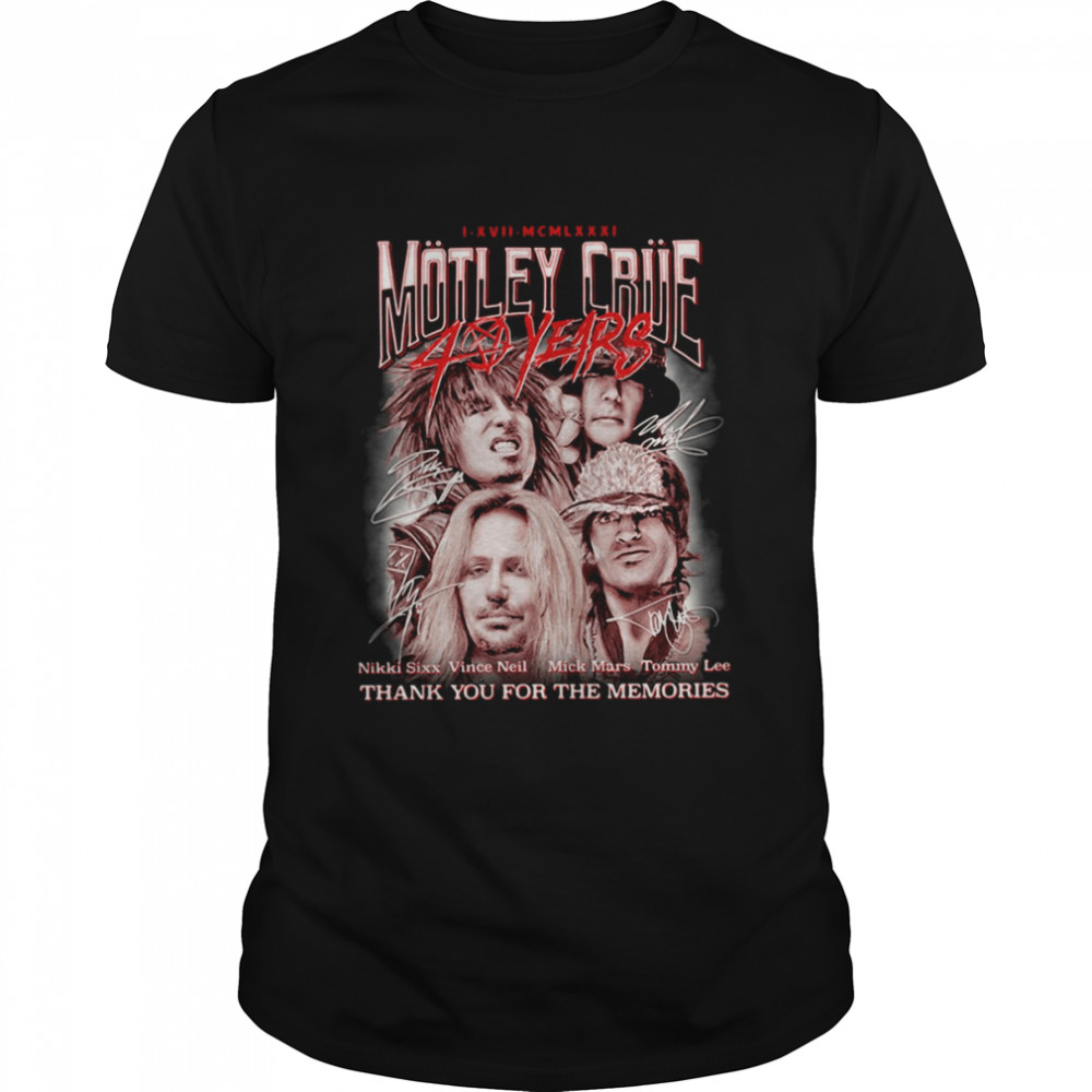 Motley Crue 40 Years Signature Thank You For The Memories T-shirt