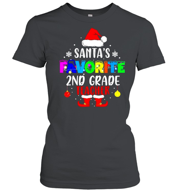santa’s Favorite 2nd Grade Teacher Xmas Santa  Classic Women's T-shirt