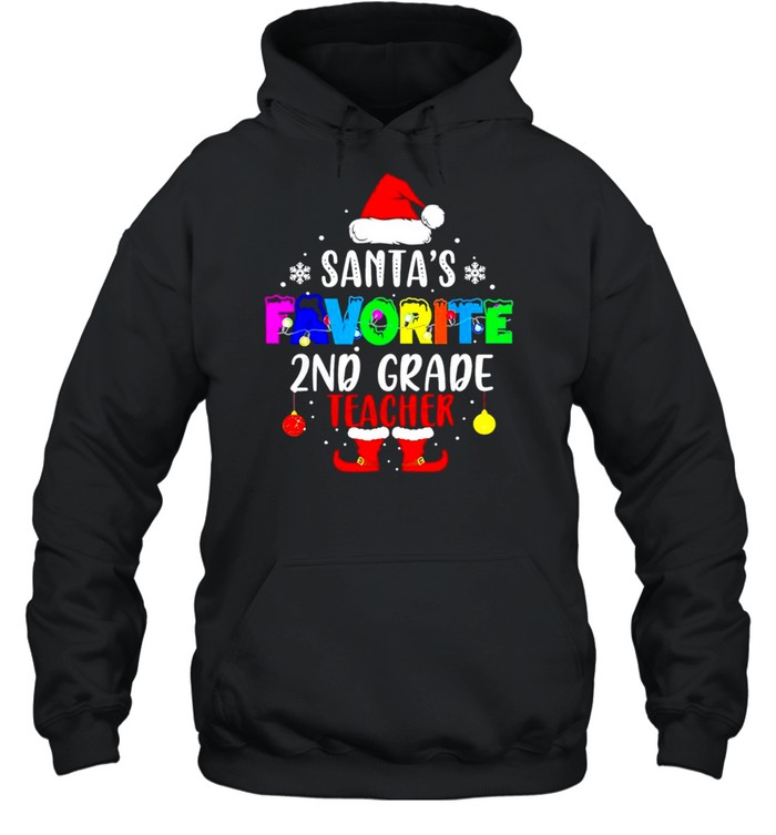 santa’s Favorite 2nd Grade Teacher Xmas Santa  Unisex Hoodie