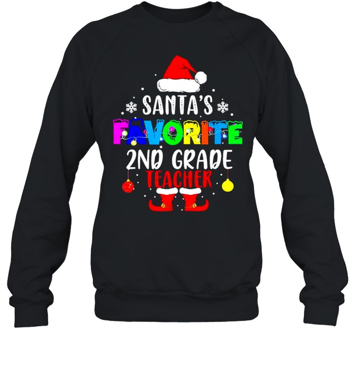 santa’s Favorite 2nd Grade Teacher Xmas Santa  Unisex Sweatshirt