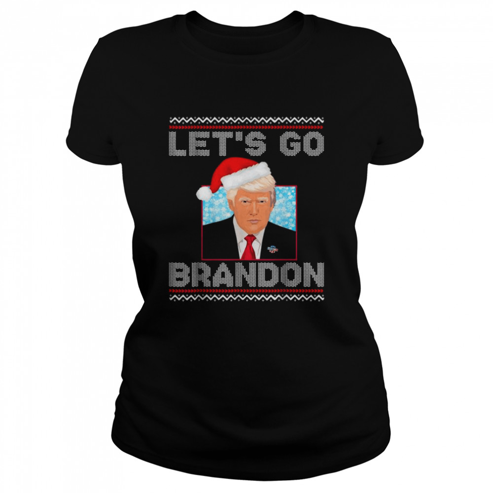 Santa Trump let’s go brandon anti Biden Ugly Christmas 2021 shirt Classic Women's T-shirt