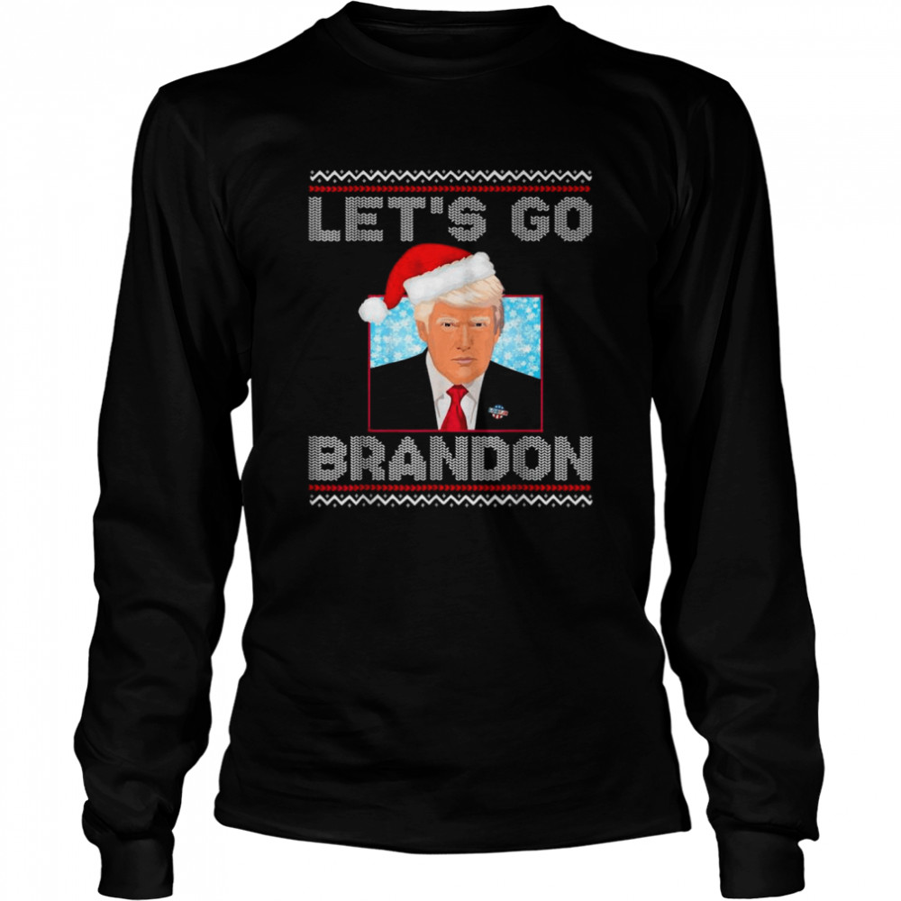 Santa Trump let’s go brandon anti Biden Ugly Christmas 2021 shirt Long Sleeved T-shirt