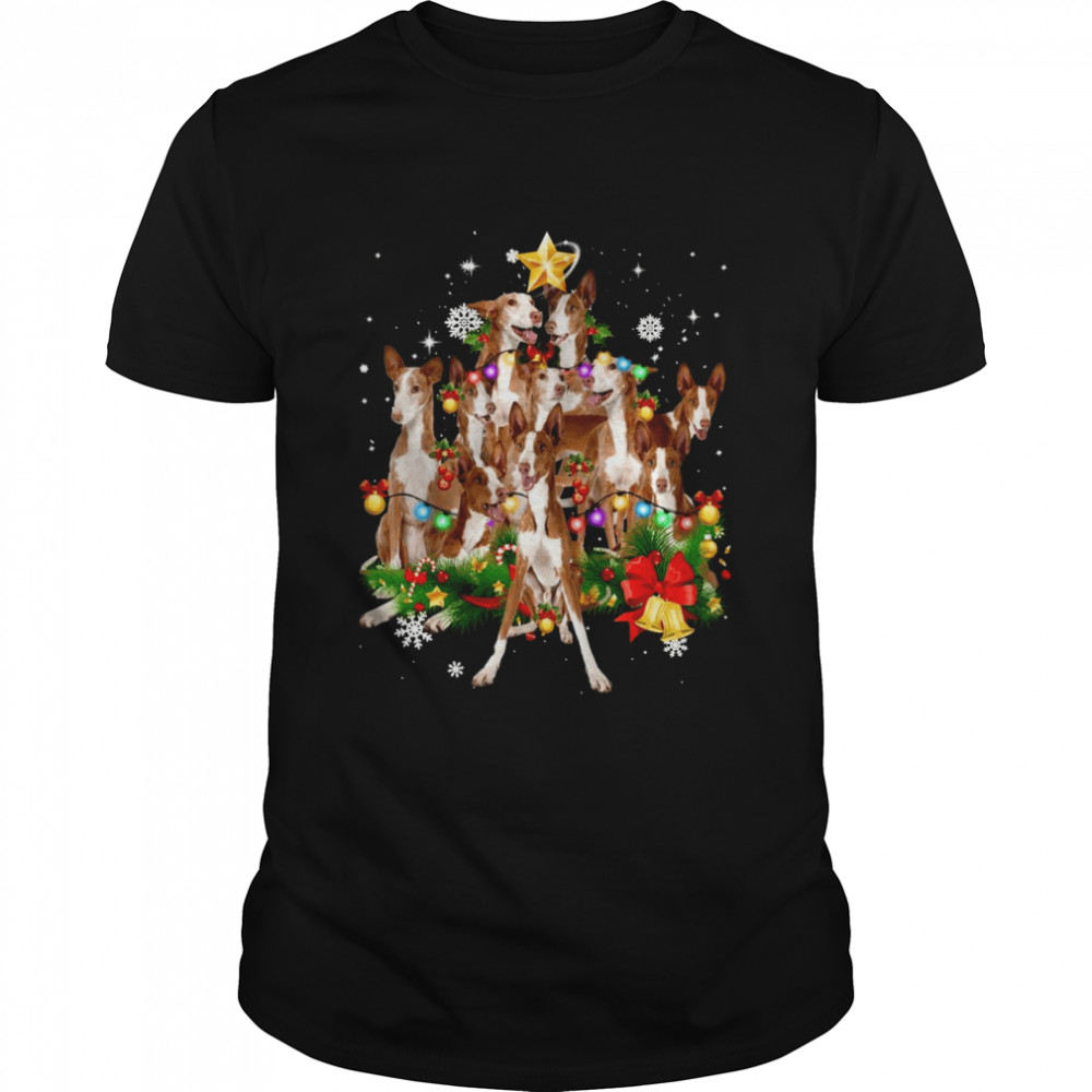 Ibizan Hound Christmas Dog Tree Lights Pajamas Family Shirt