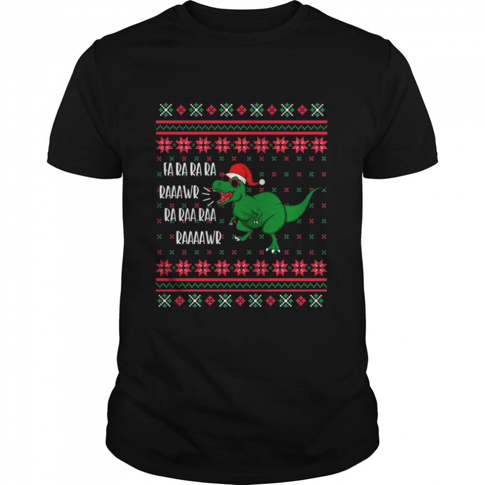 Dinosaur Santa Hat Ugly Christmas Trex Fa Rawr Rawr Shirt