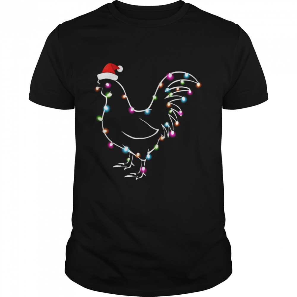 Santa Chicken Christmas color led light Xmas Chicken Shirt