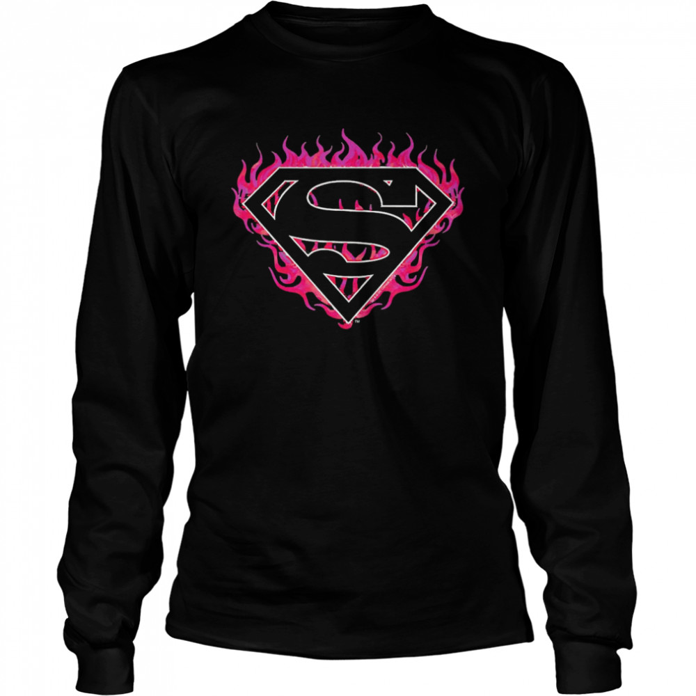 Superman Fuchsia Flames  Long Sleeved T-shirt