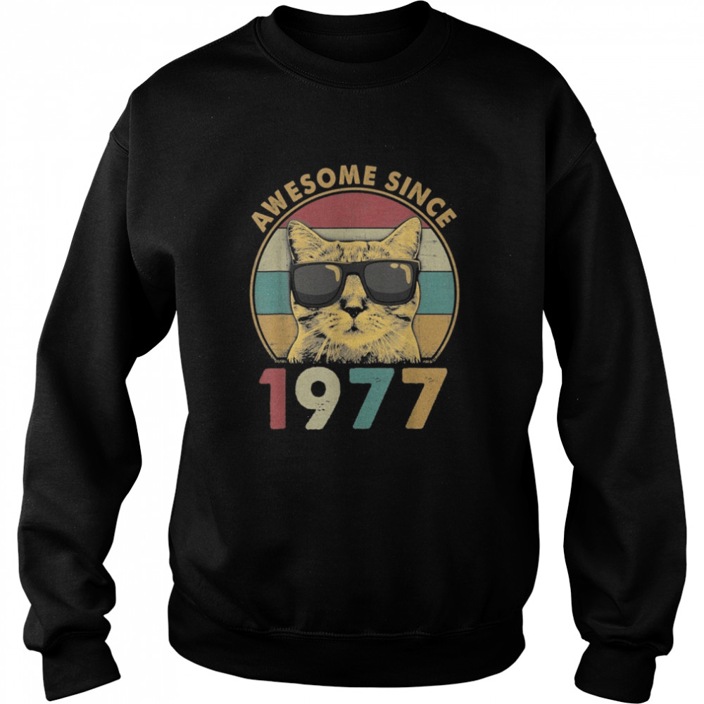 45th Bday Vintage Cat 45 Years Awesome Since 1977  Unisex Sweatshirt