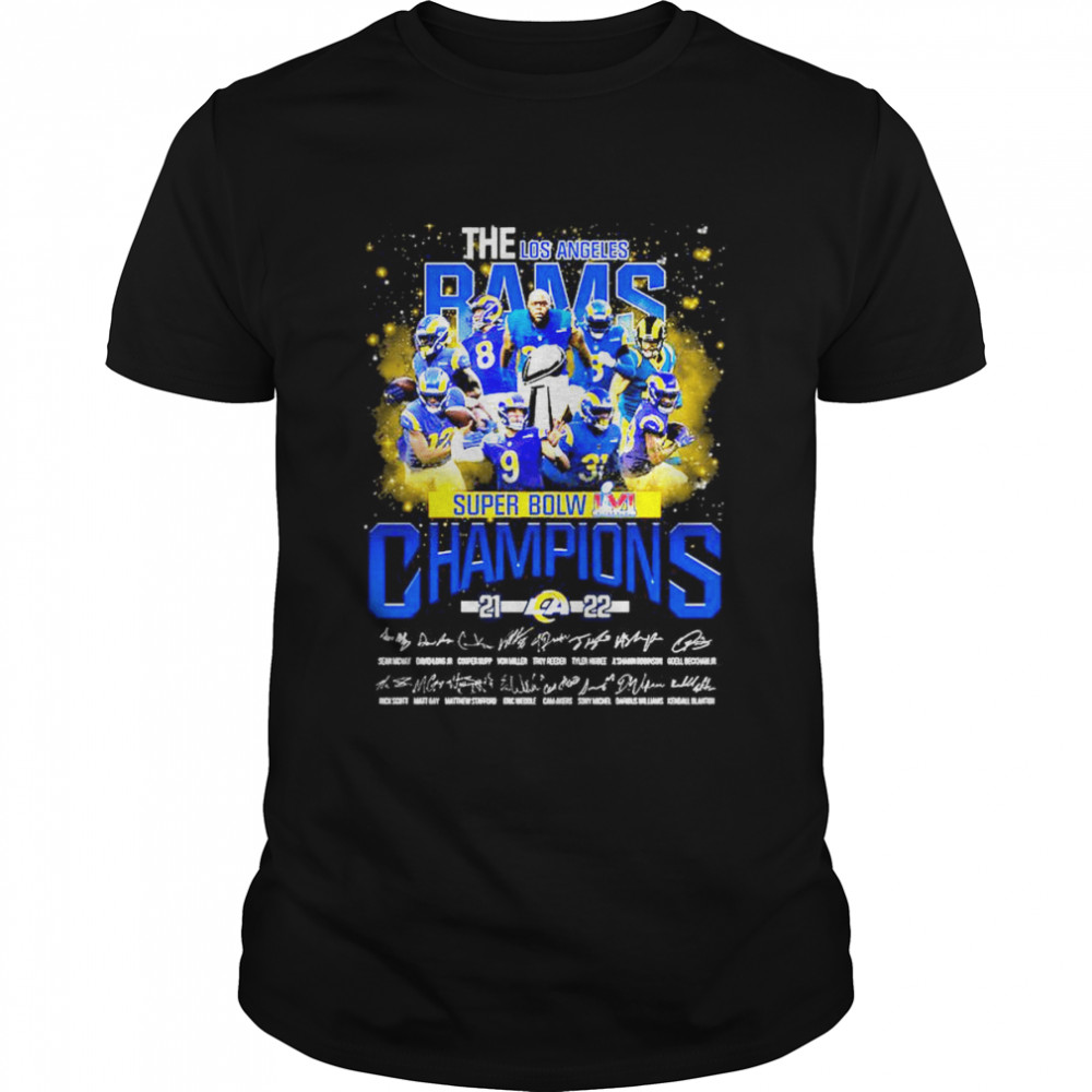 The Los Angeles Rams Super Bowl Champions 21 22 All Player Signatures T-Shirt