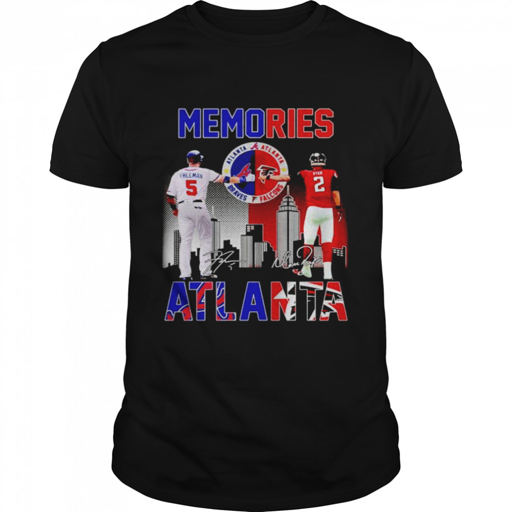 Atlanta Braves and Atlanta Falcons memories Freeman and Ryan signatures shirt