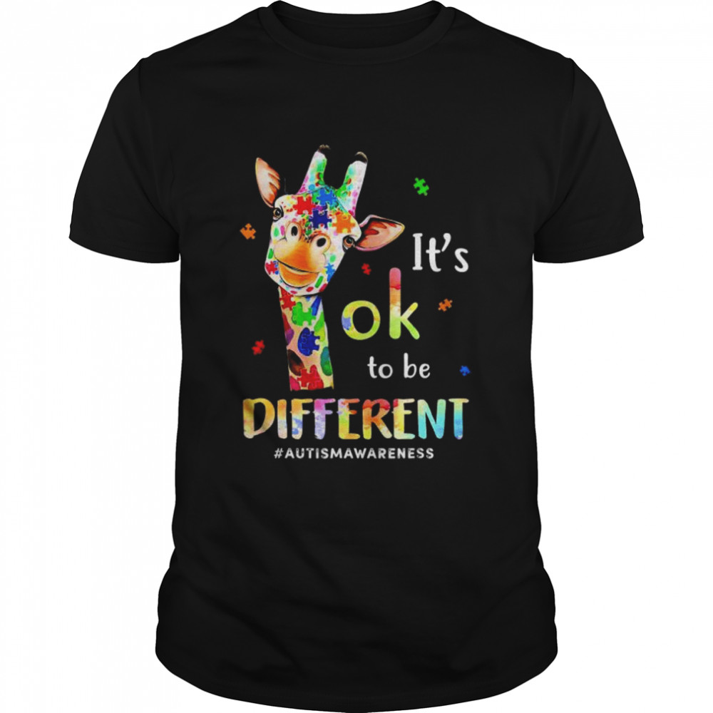 Autism Awareness Cute Giraffe Animal It’s Ok To Be Different T-Shirt