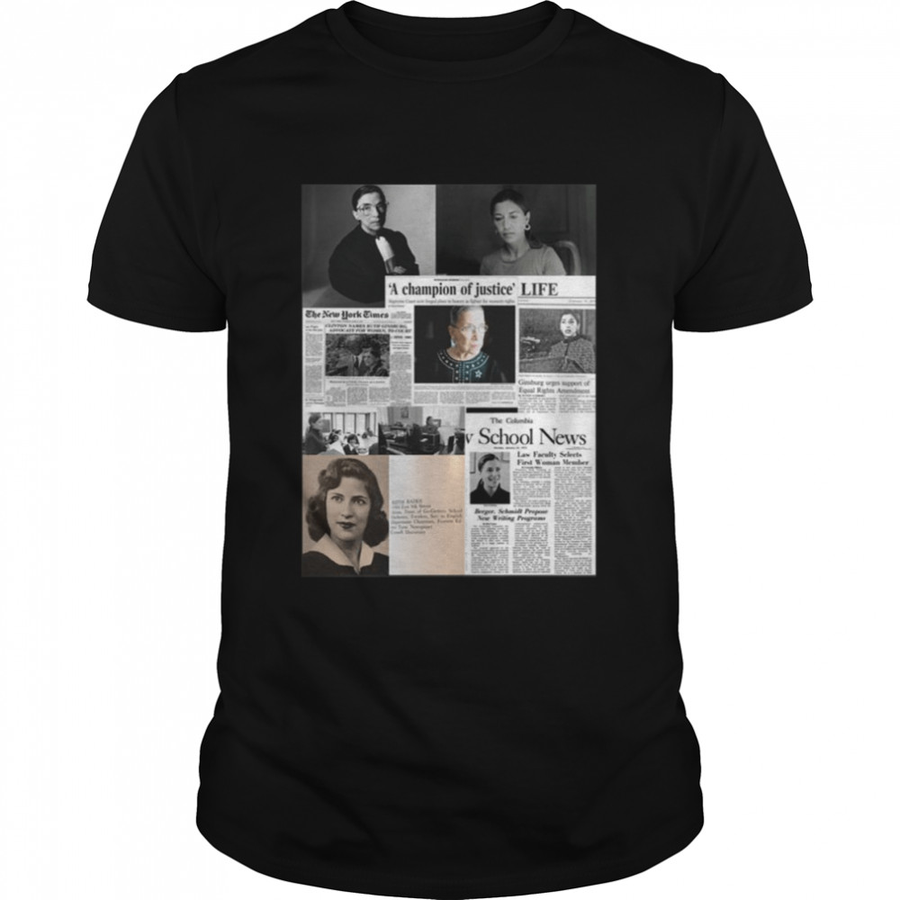 Justice Ruth Bader Ginsburg Newspaper Collage Supreme Court shirt