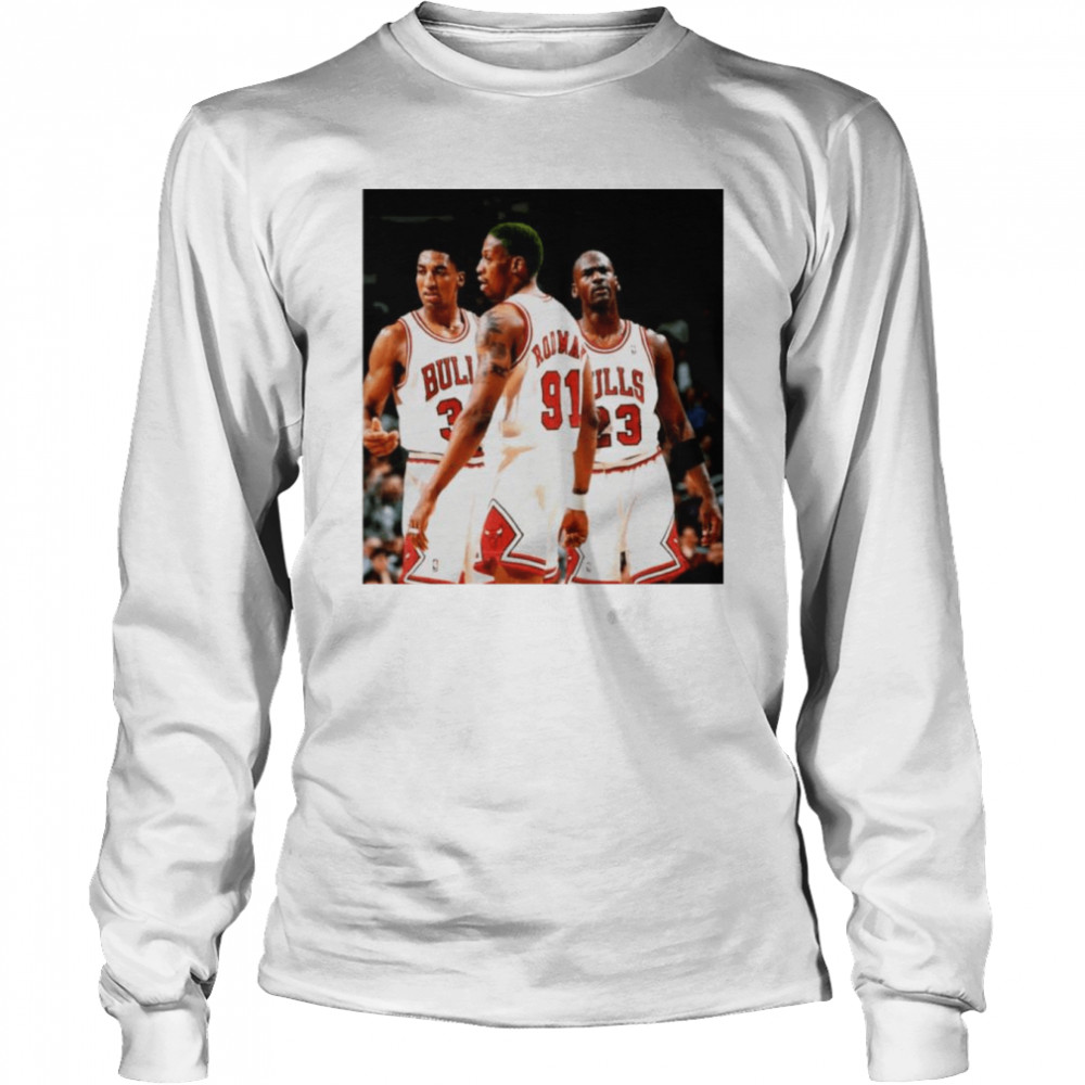Dennis Rodman With The Bulls Squad Basketball  Long Sleeved T-shirt