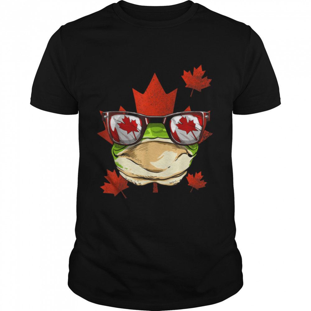 Canadian Frog Maple Tree Leaf Canada Flag Animal Frog Lover T-Shirt B0B9SZNG62