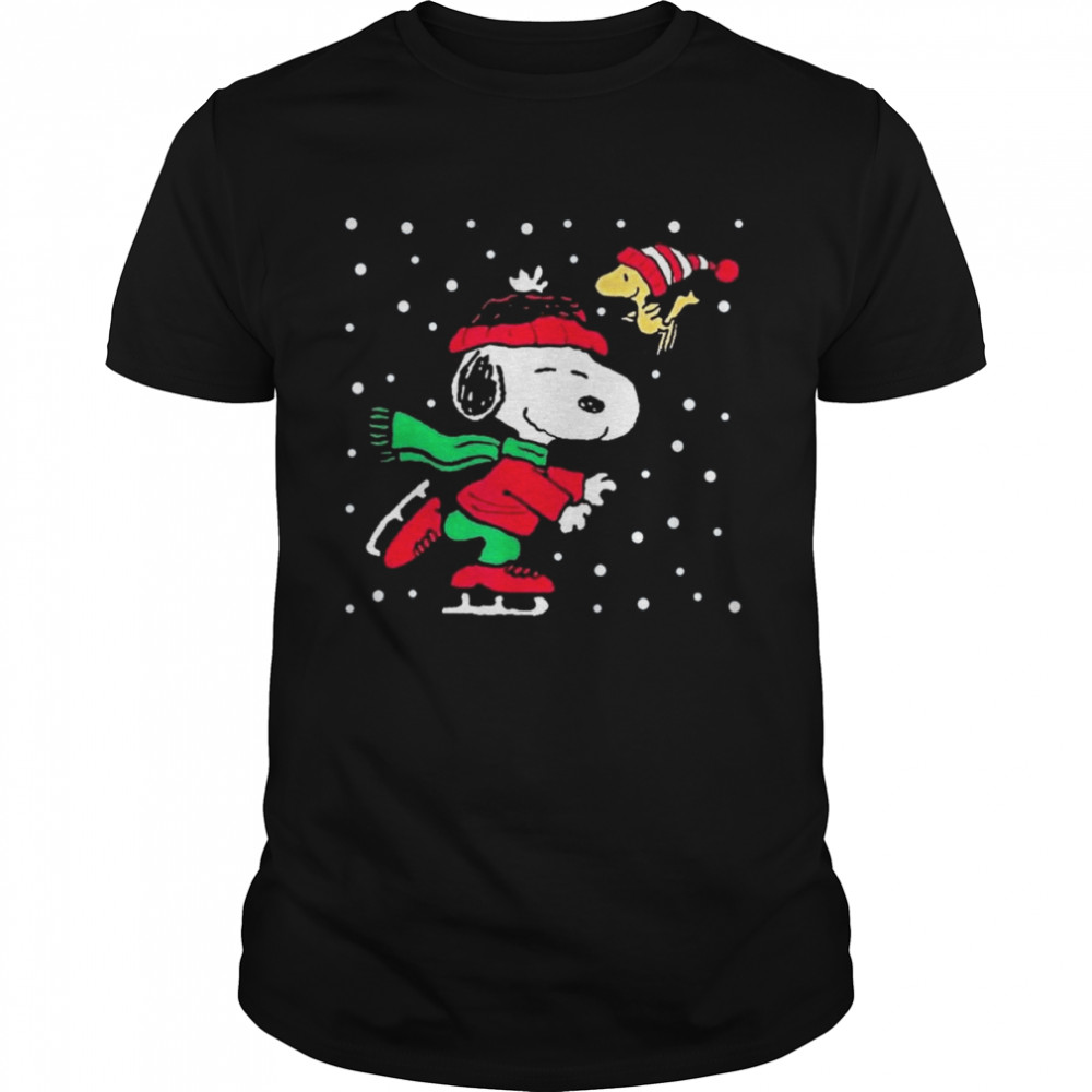 Ice Skating Peanuts Snoopy Merry Christmas T-Shirt