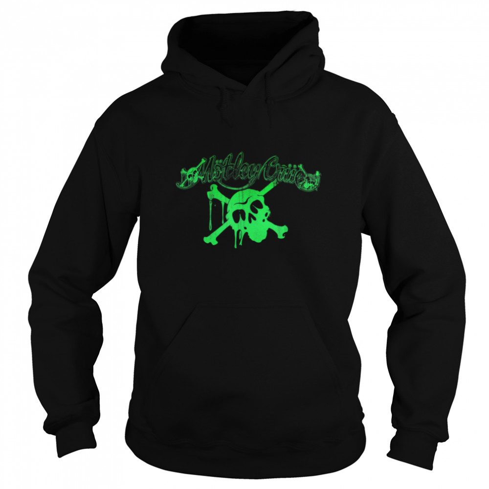 Mötley Crüe – Neon Green Logo with Skull T- B09MV9C9V7 Unisex Hoodie