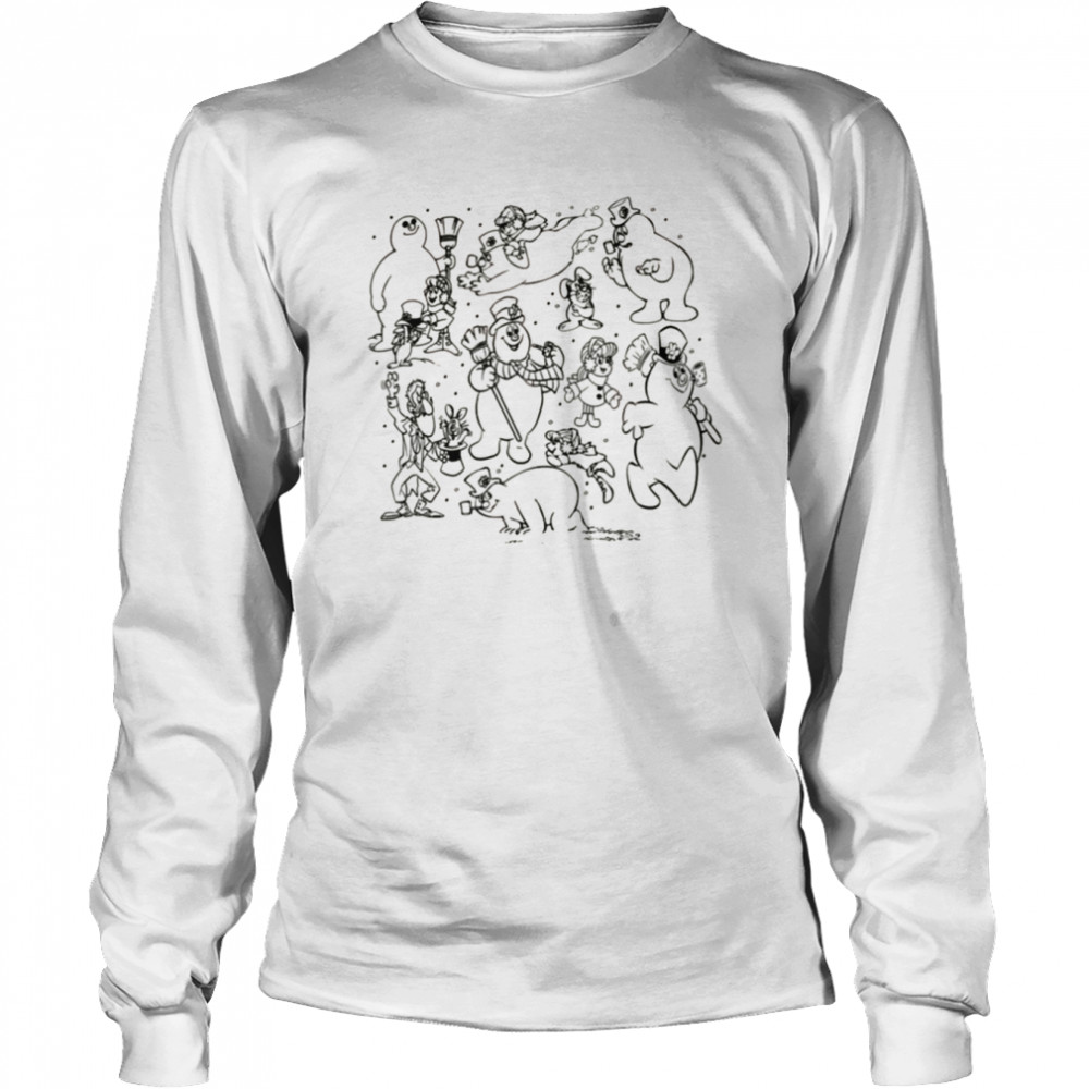 Aesthetic Lineart Frosty The Snowman Christmas shirt Long Sleeved T-shirt