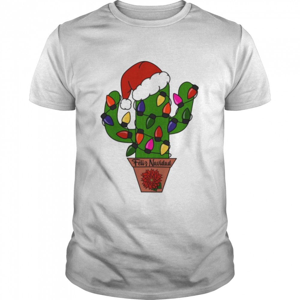 Cactus Wearing Red Santa Hat Christmas shirt