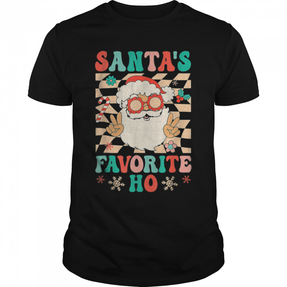 Retro Groovy Christmas Tis The Season Hippie Santa Claus PJs T-Shirt B0BK1VQLXV